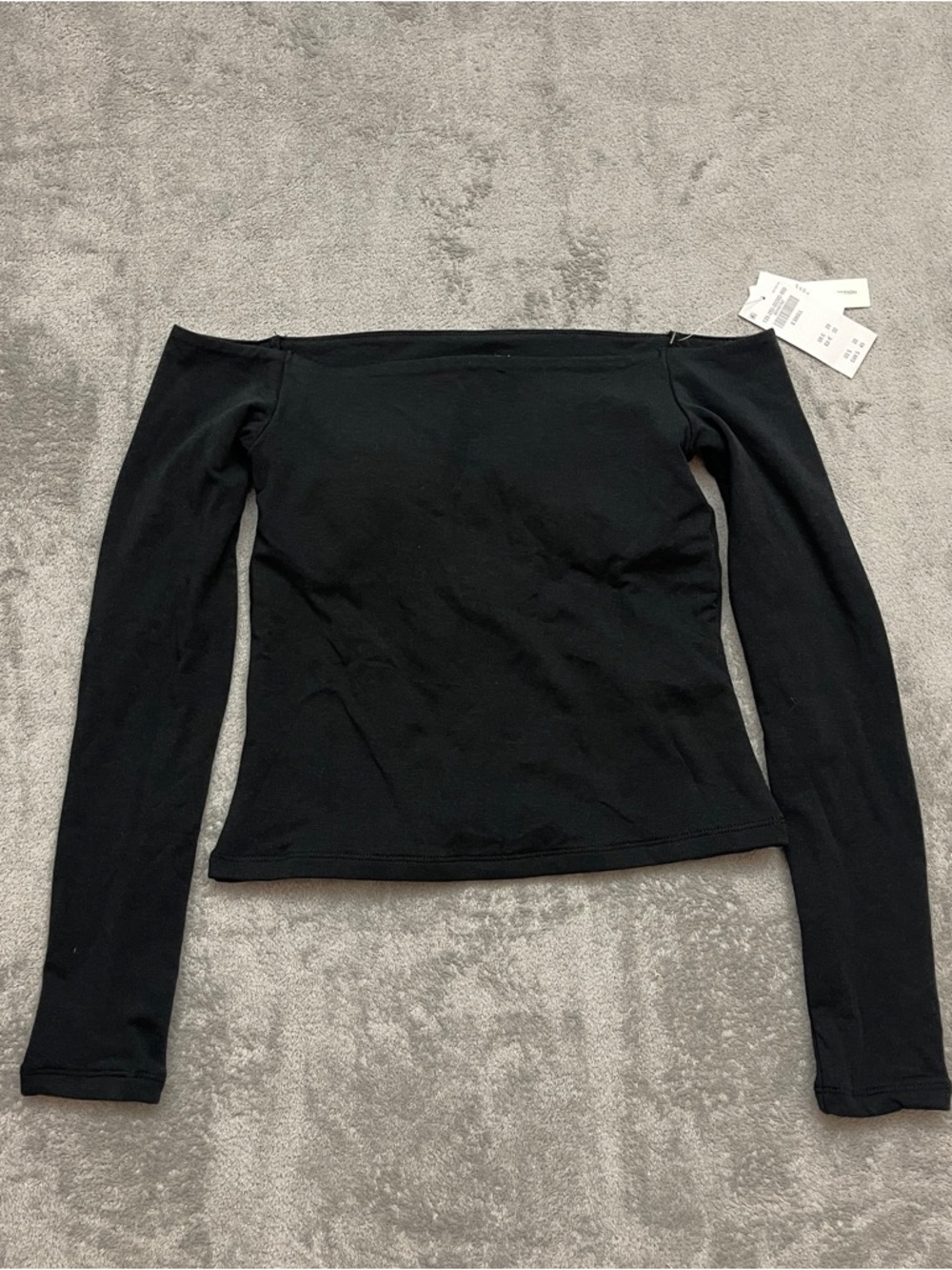 Abercrombie & Fitch Bra-Free Off-The-Shoulder Long-Sleeve Top Black sz XS NWT